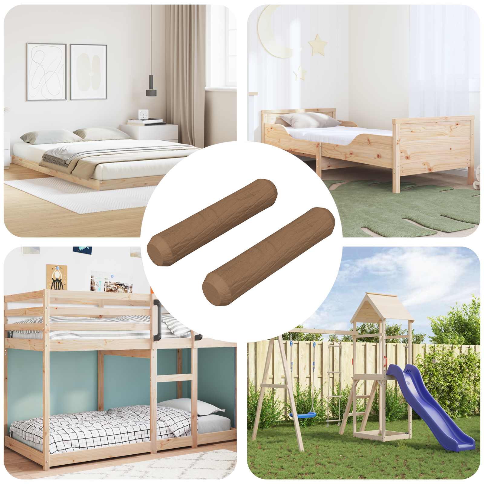 Trædowels 2 pcs Brun Ø 8 x 35 mm Massivt træ