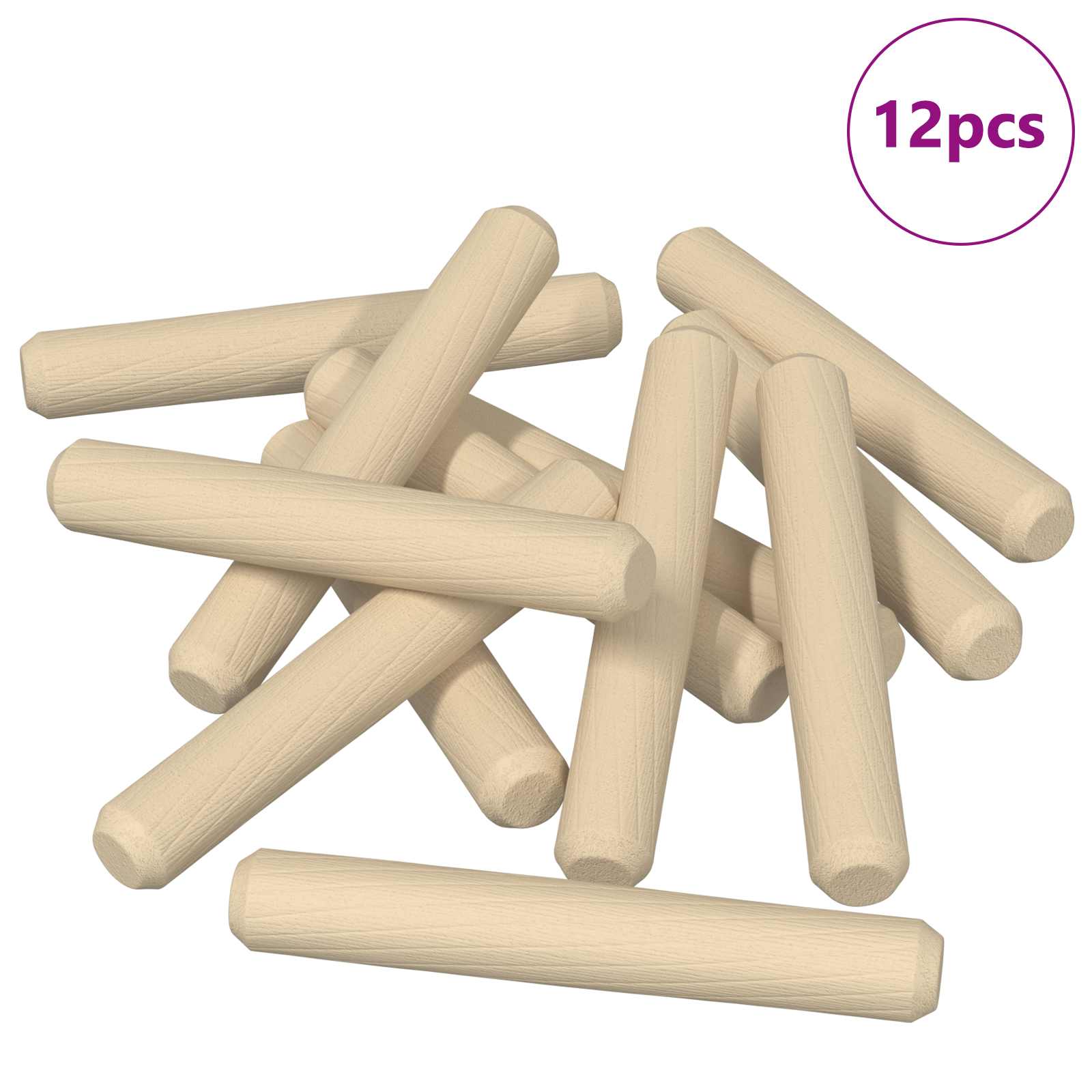 Trædowels 12 pcs Brun Ø 8 x 50 mm Massivt træ