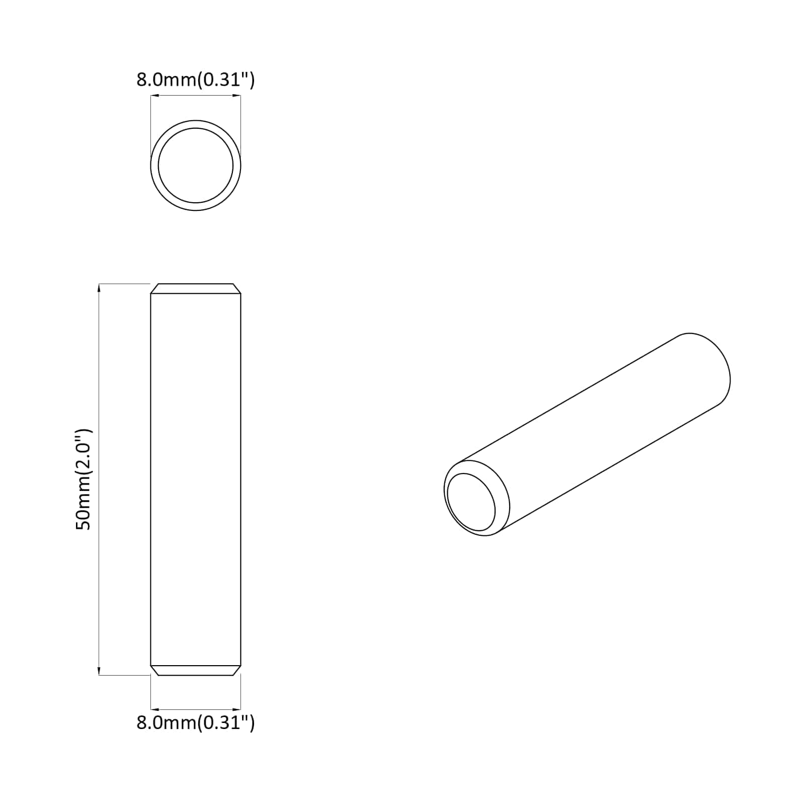 Trædowels 12 pcs Brun Ø 8 x 50 mm Massivt træ