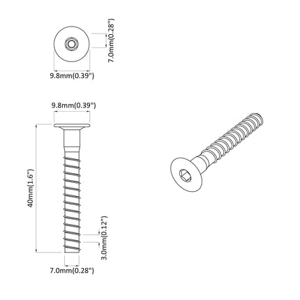 Hovedkapskruer 2 stk. Sølv M7 x 40 mm Stål