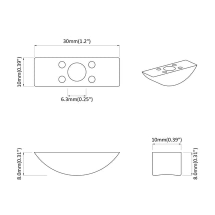 Halvmåne Skive 12 pcs Hvid M6 Polypropylen