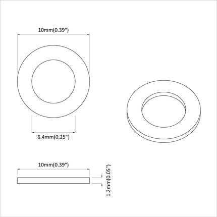 Skiver 2 pcs Sølv 10 x 10 x 1,2 mm Stål