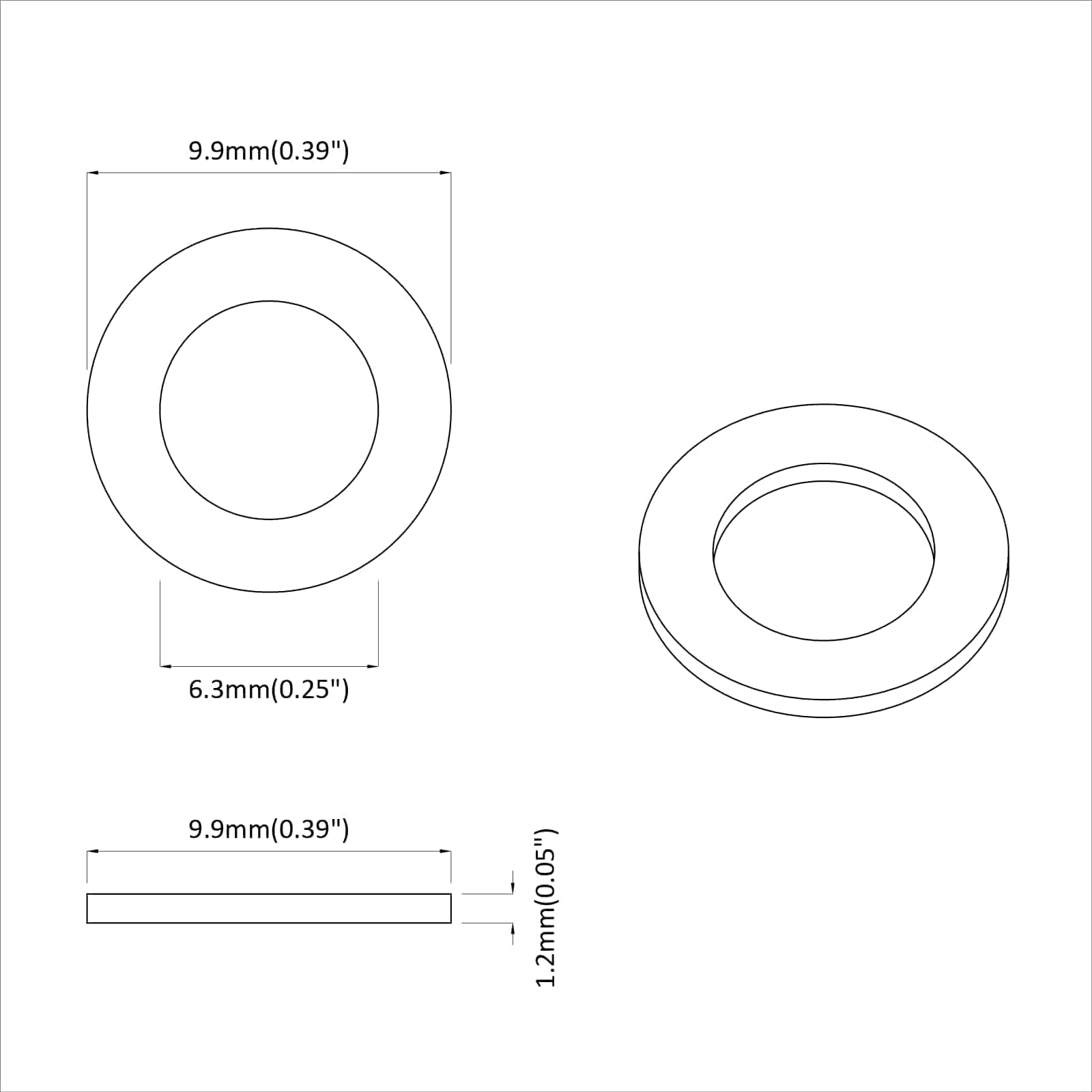 Skiver 2 pcs Sølv 10 x 10 x 0,8 mm Jern