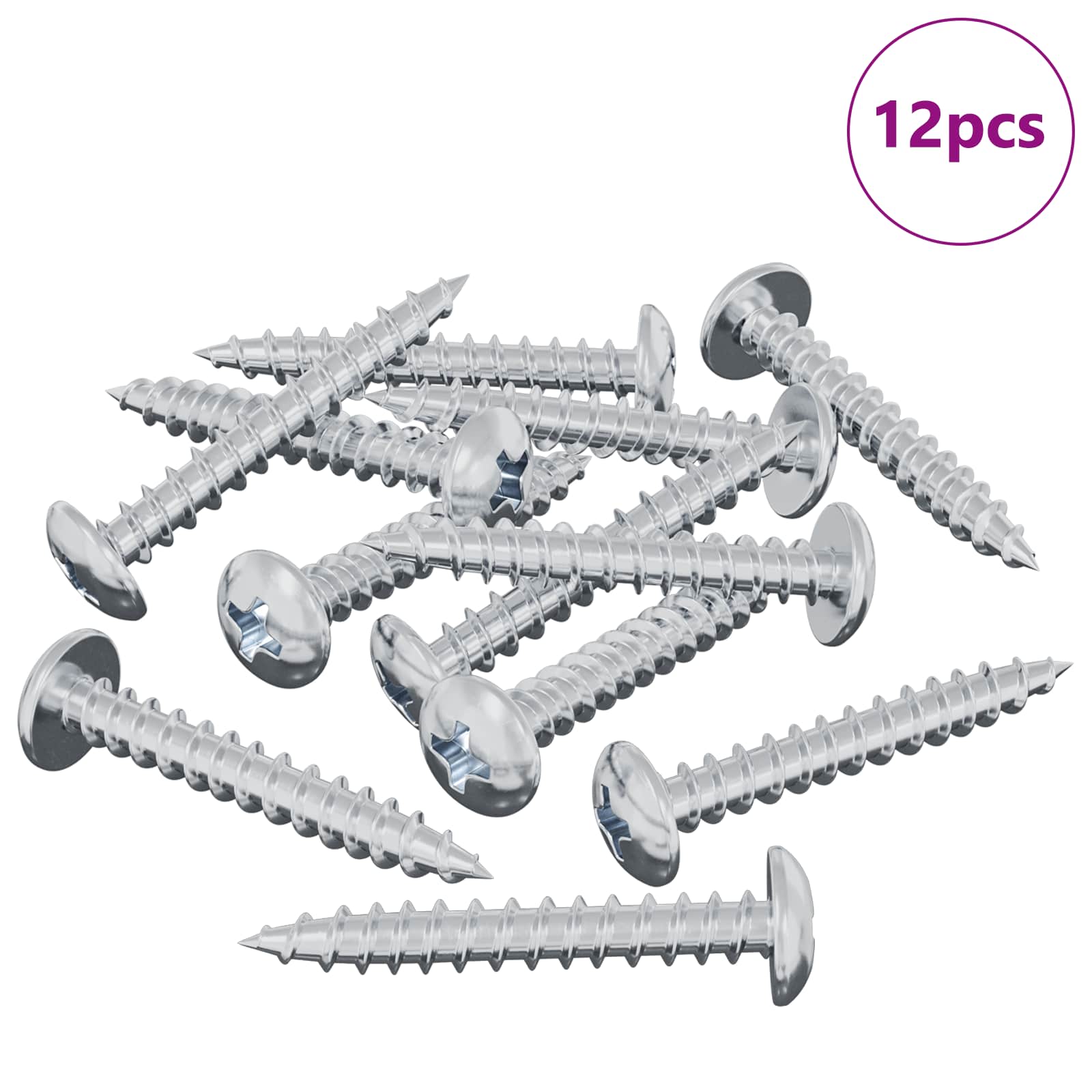 Træskrue 12 pcs Sølv M4 x 28 mm Jern