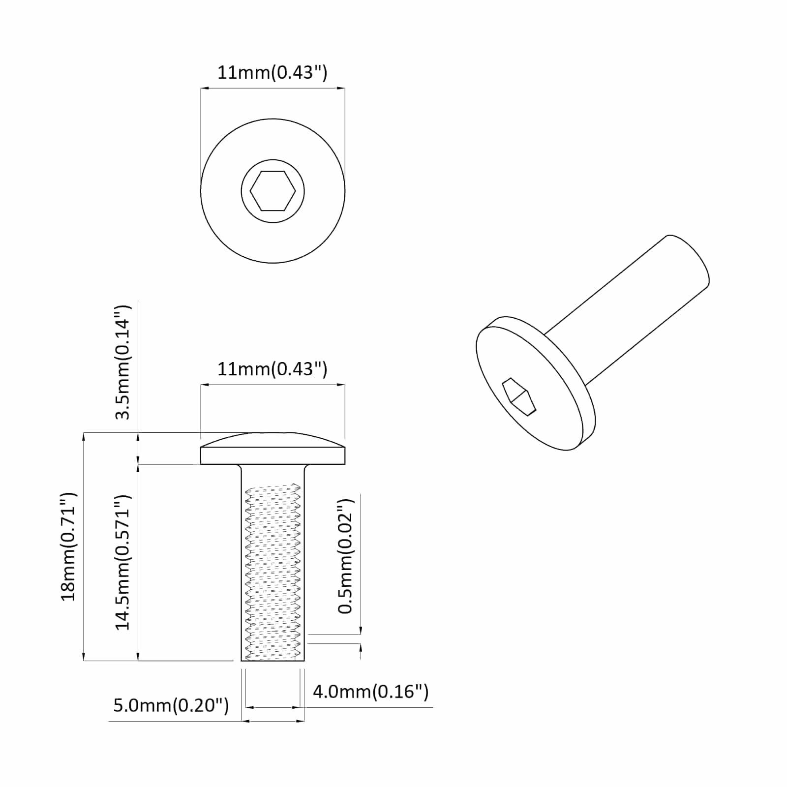 Sleeve Møtrikker 12 pcs Sort M4 x 14,5 mm Metal