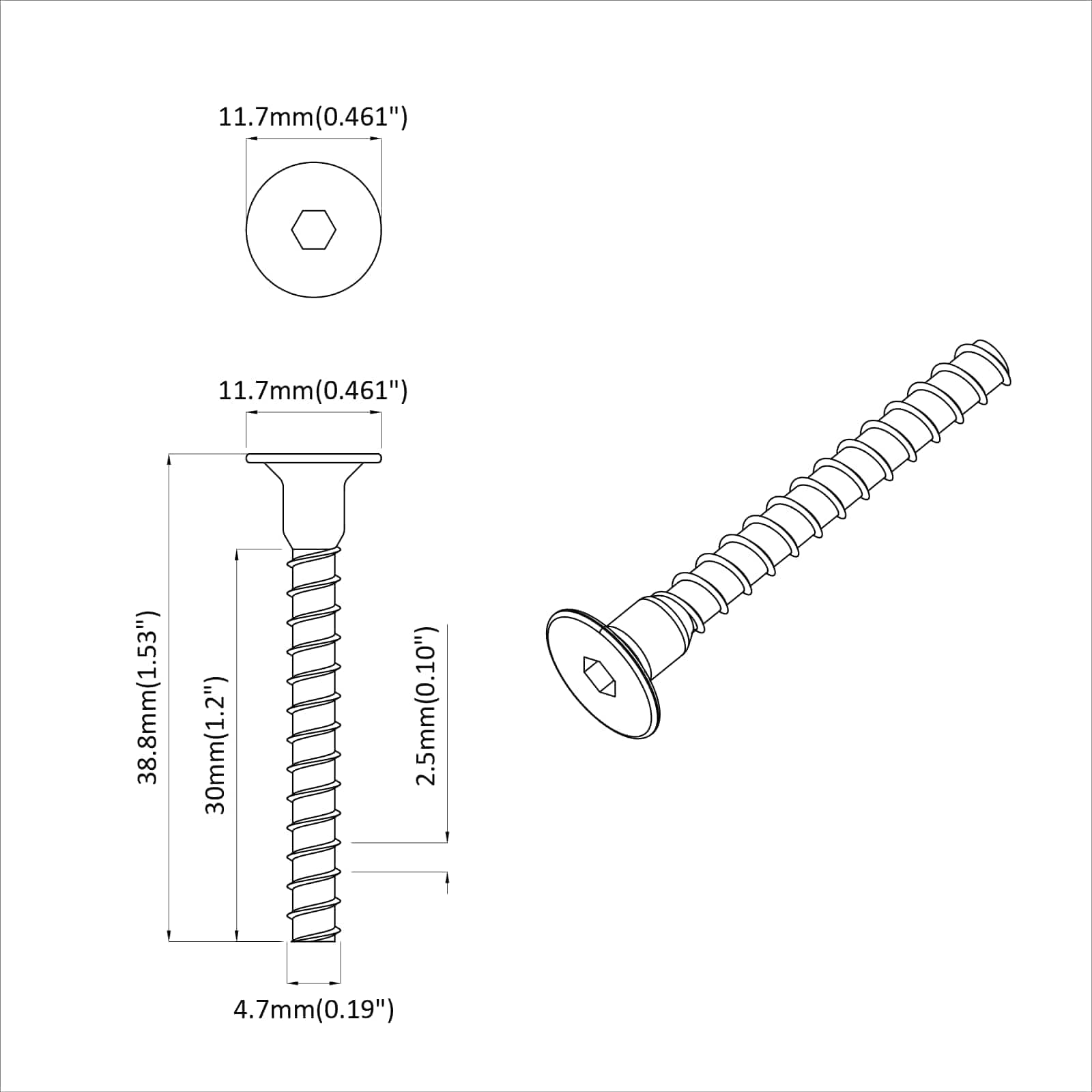 Stikhætte skrue 5143 pcs Sort Jern