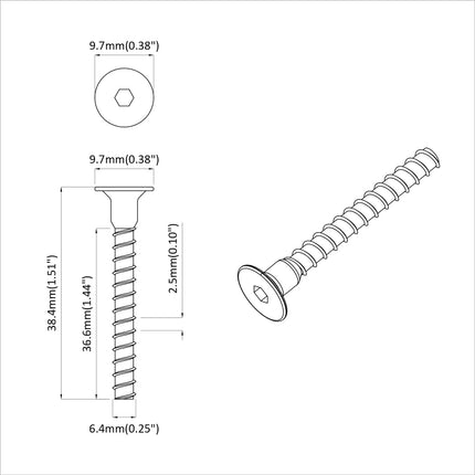 Stikhætte skrue 2 pcs Sort 7 x 40 mm Jern