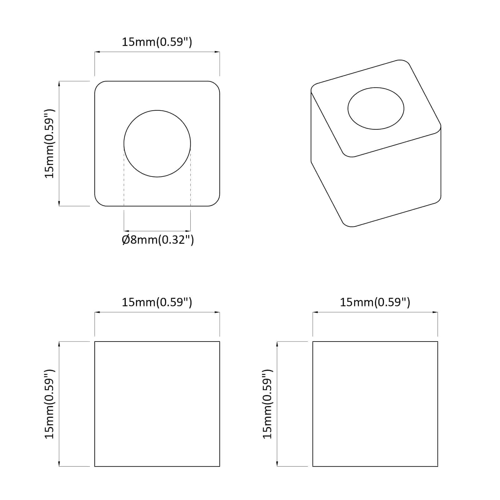 Skuffeholder 2 pcs Sort 15 x 15 x 15mm PP Copolymer