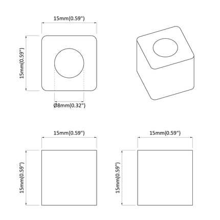Skuffeholder 12 pcs Sort 15 x 15 x 15mm PP Copolymer