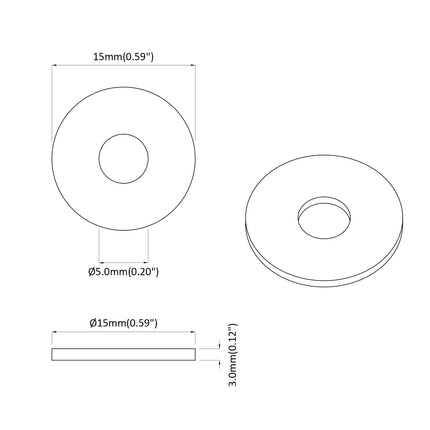 velegnet til flade skiver 2 pcs Sort ∅15 x 3 mm PVC Copolymer