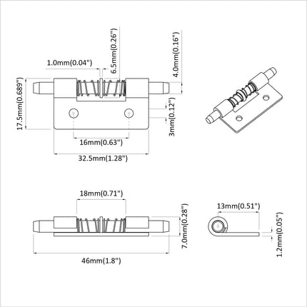 Lås 2 pcs Sølv 46 x 17 x 1,2 mm Stål