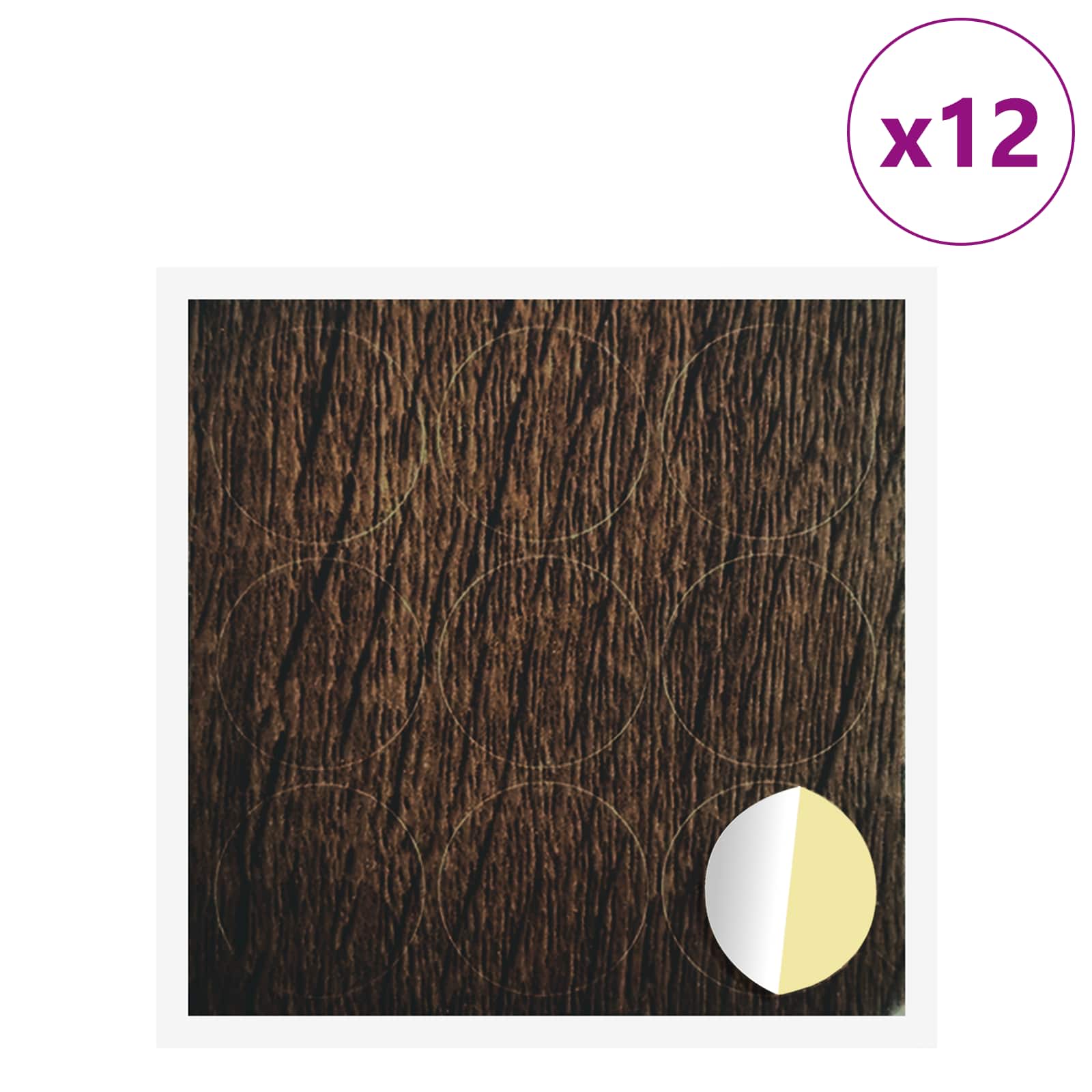 Klæbende Skrue Cover 12 pcs Brun eg Ø 20 x 0,5 mm Coated Papir