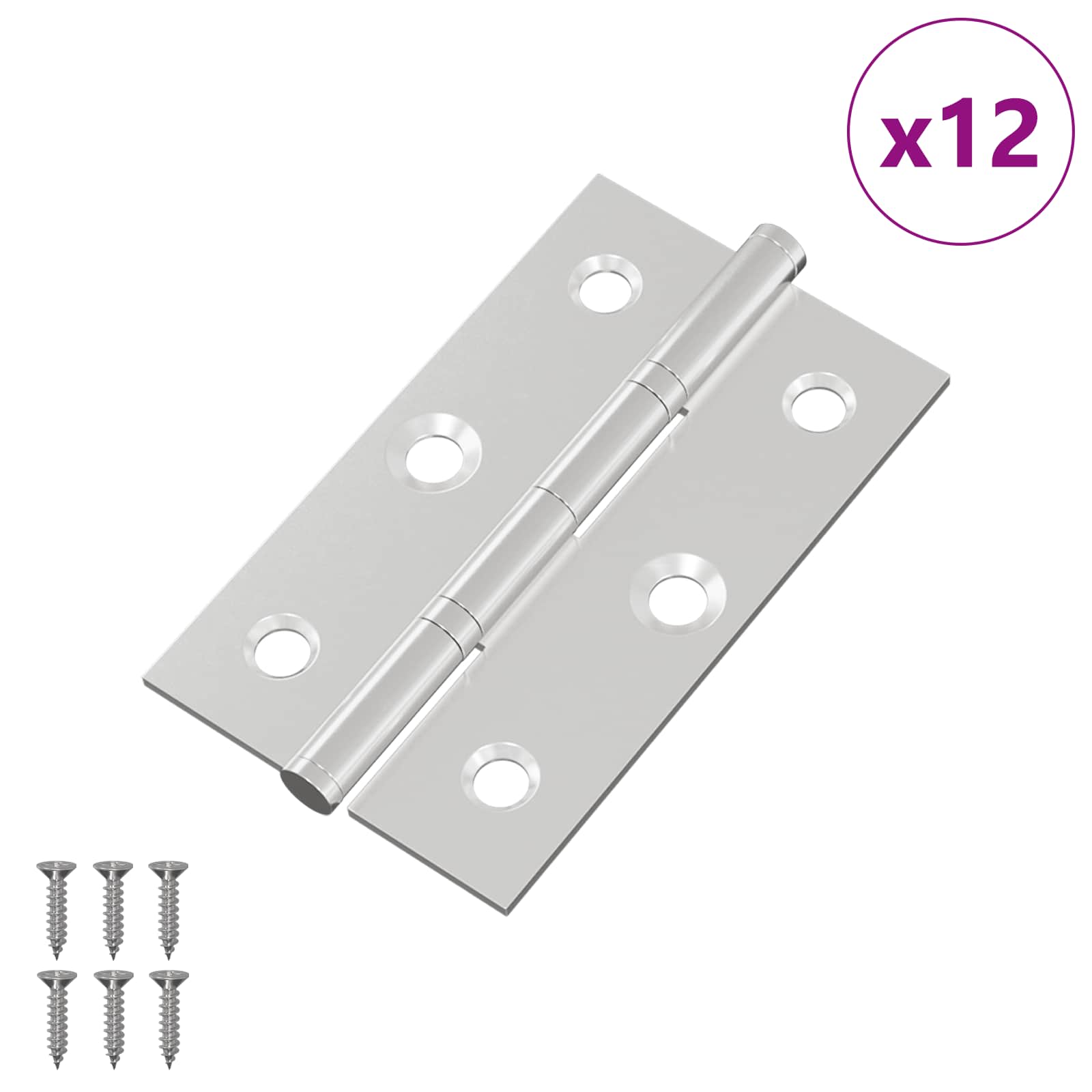 Hængsel Ensfarvet 12 pcs Sølv 58 x 35 x 1 mm Stål