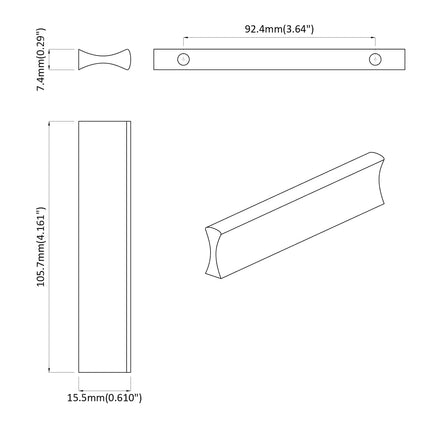 Håndtag Ensfarvet 12 pcs Sølv 105.7 x 7.4 x 15.5 mm Aluminium