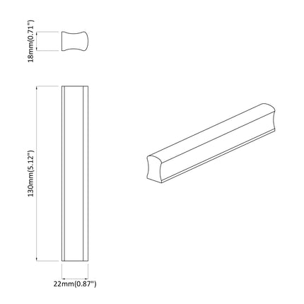 Lige håndtag 2 pcs Naturlig træfarve 130 x 25 x 30 mm