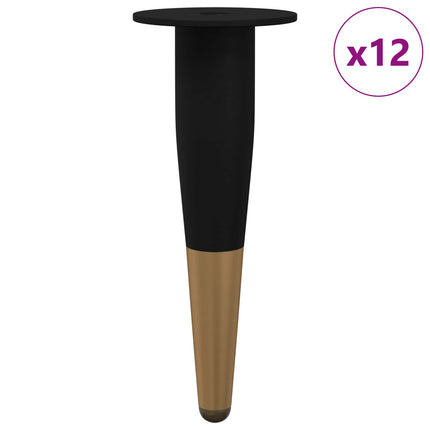 Møbelben 12 stk. Sort og Guld Ø 40 x 98 mm Jern