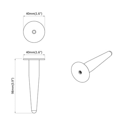Møbelben 12 pcs Sort Ø 40 x 98 mm Jern