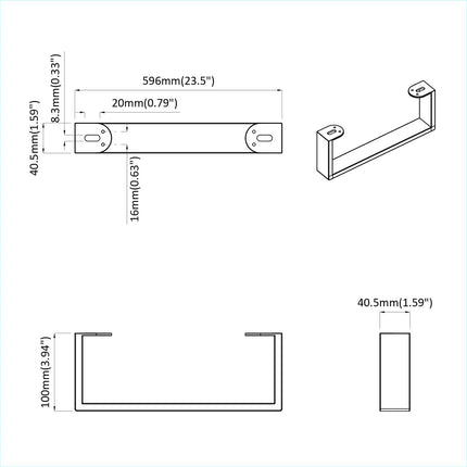 Møbelben 12 stk. Sort 596 x 40,5 x 100 mm Jern