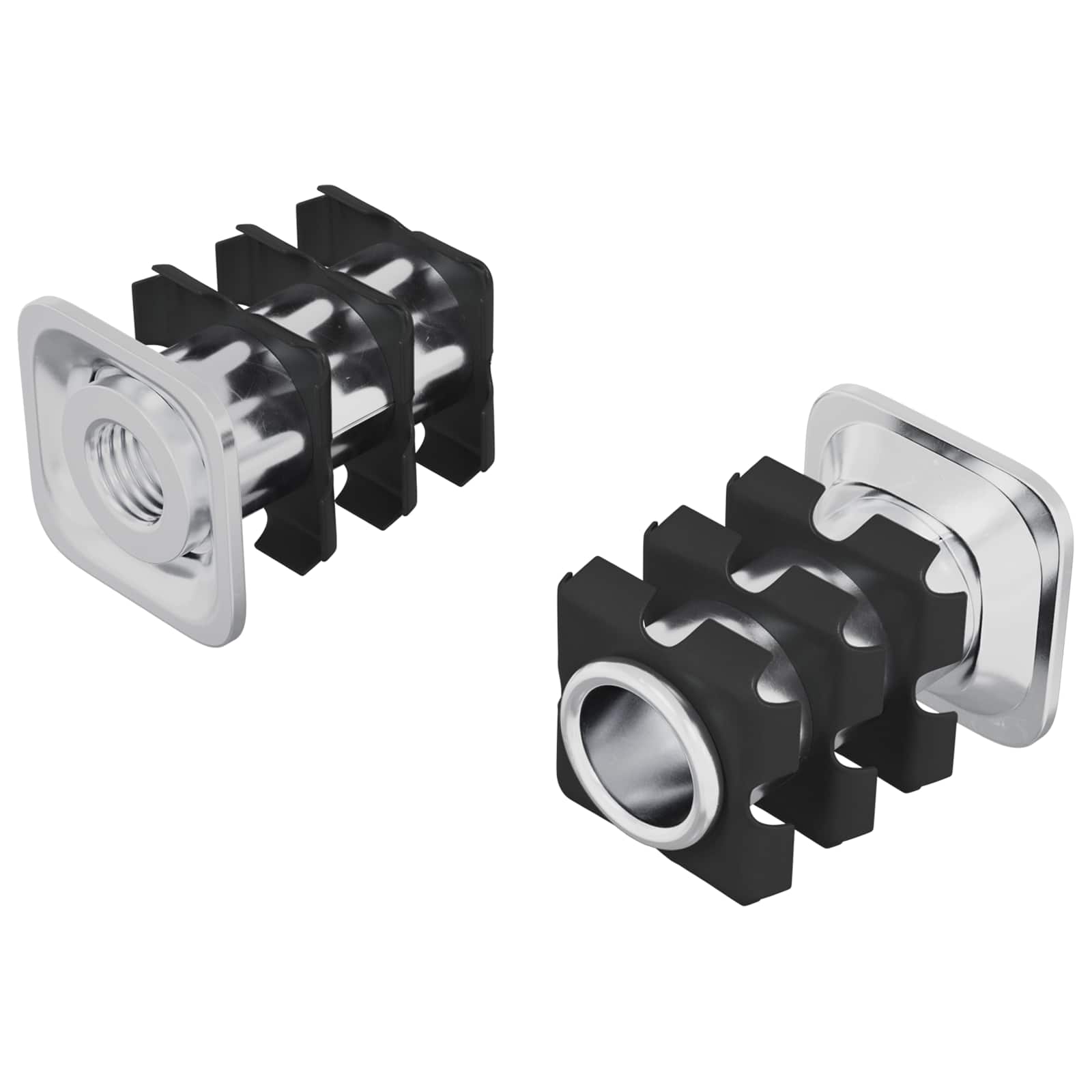 Gevindet tubeindsats 2 pcs Sort og Sølv 15,8 x 15,8 x 22,5 mm