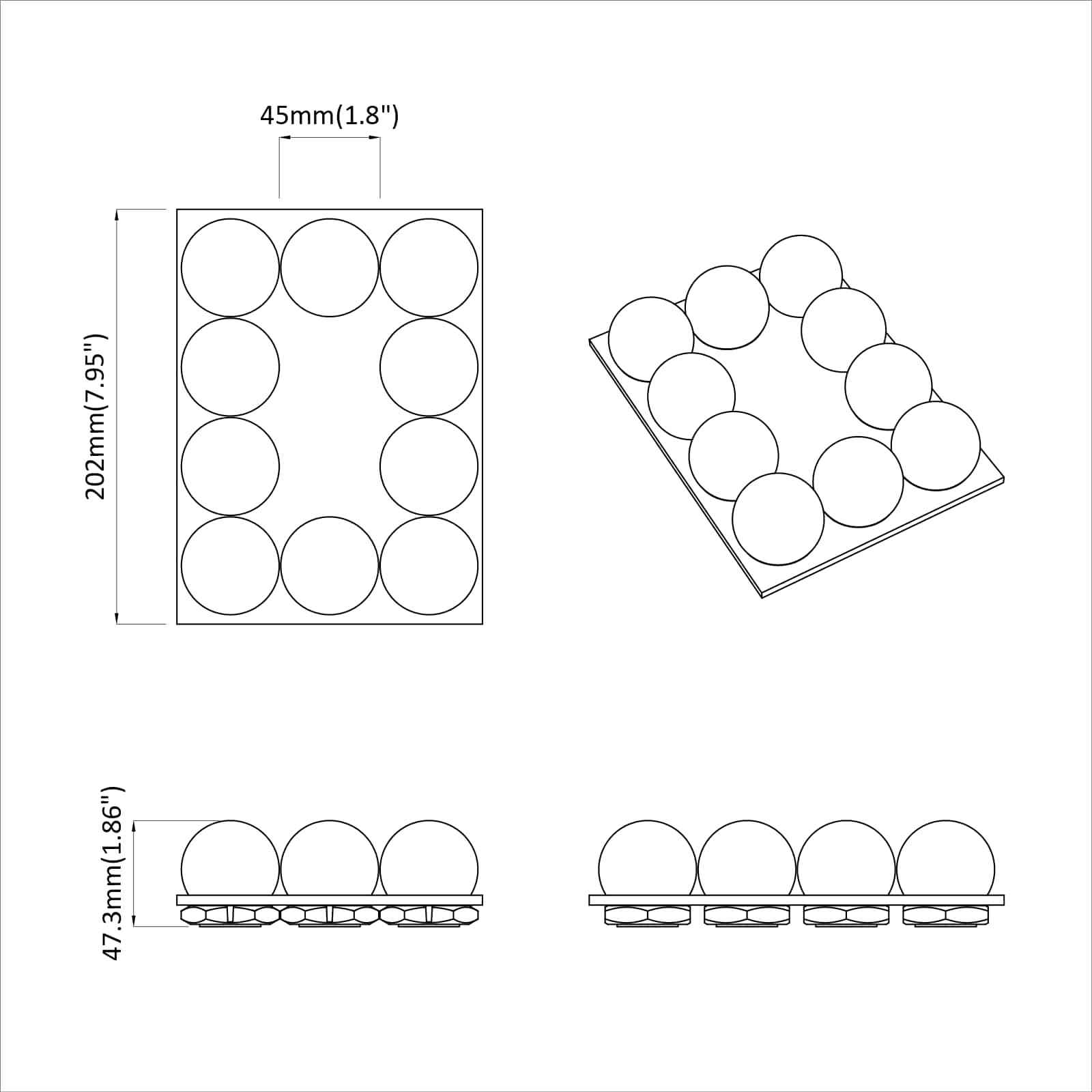 Spejl Lygter 12 pcs Hvid 4.5 x 4.5 x 4.8 cm Plastik