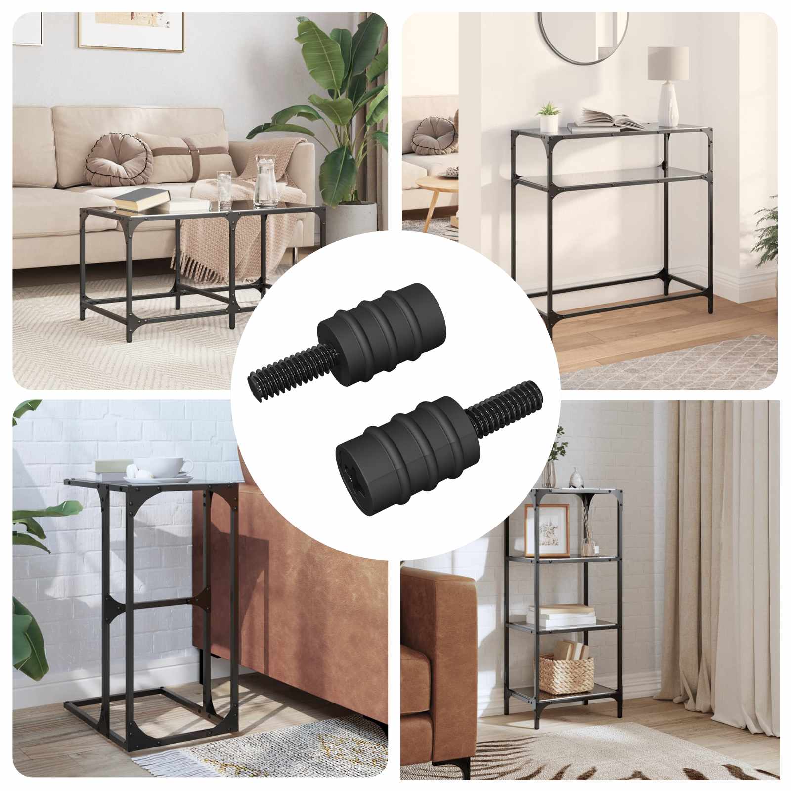 Afstandsskrue 2 pcs Sort M4 Gummi og stål