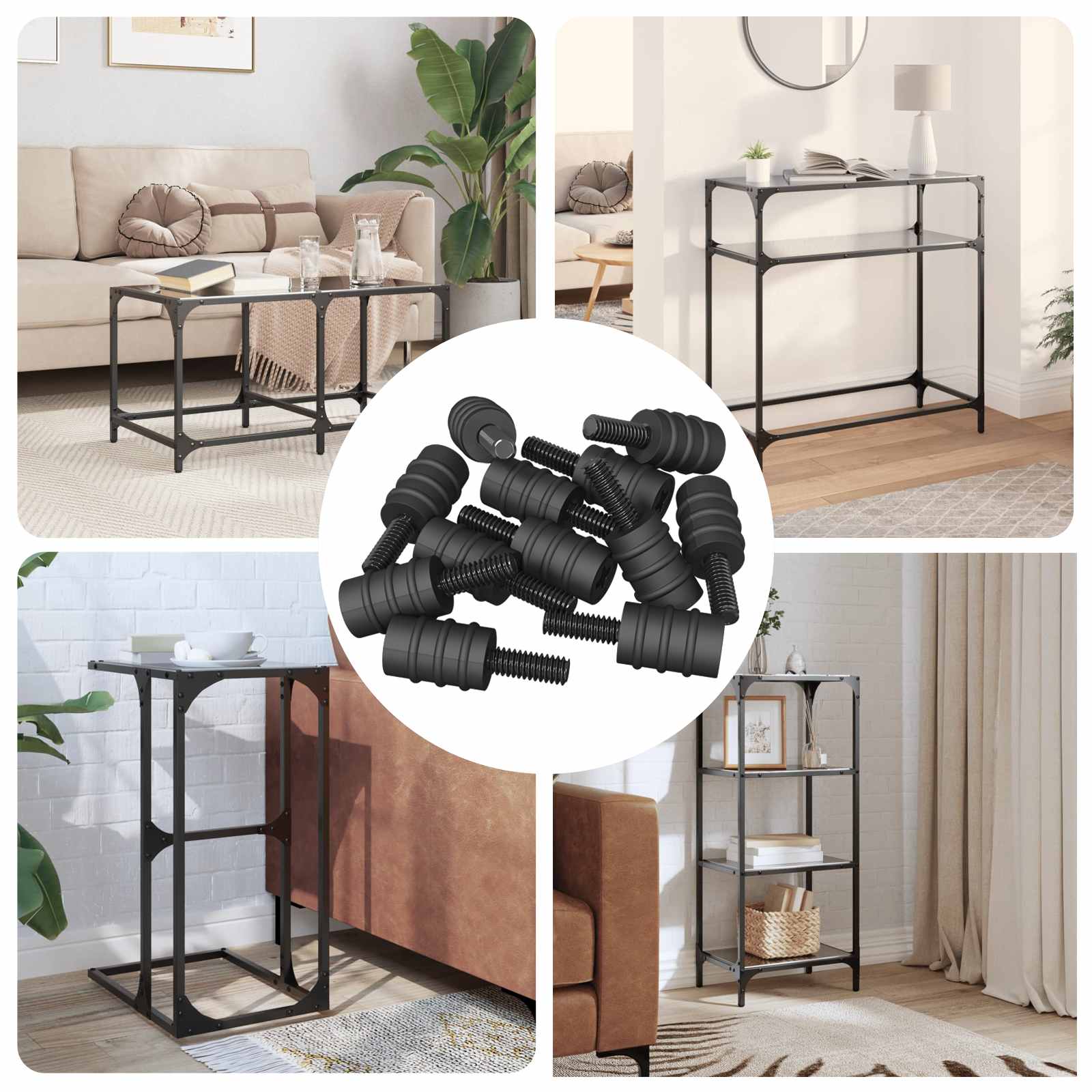 Afstandsskrue 12 pcs Sort M4 Gummi og stål