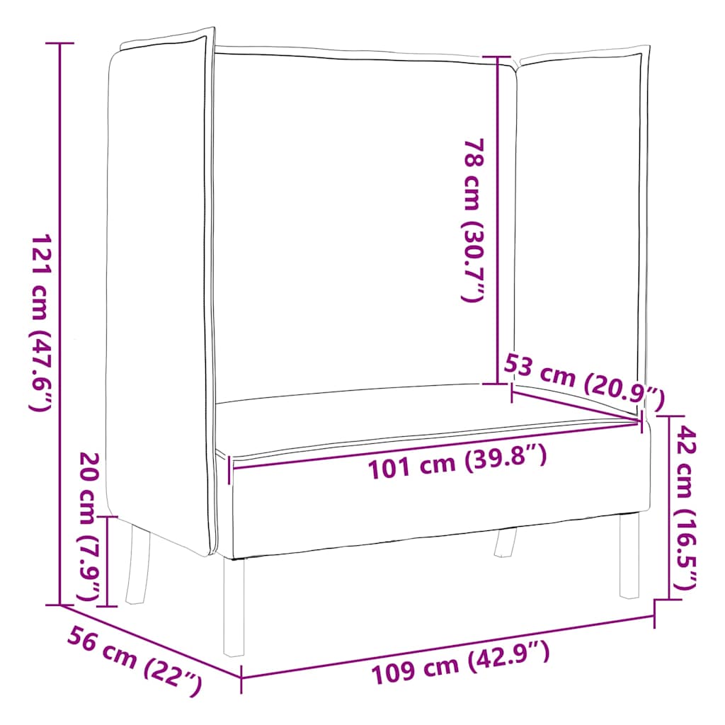Høj ryg sofa Lysegul 109 x 56 x 121 cm Stof