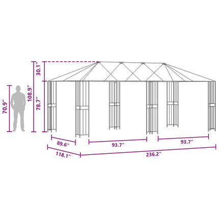 Gazebo ramme uden gazebo stof 6 x 3 m Sort Stål