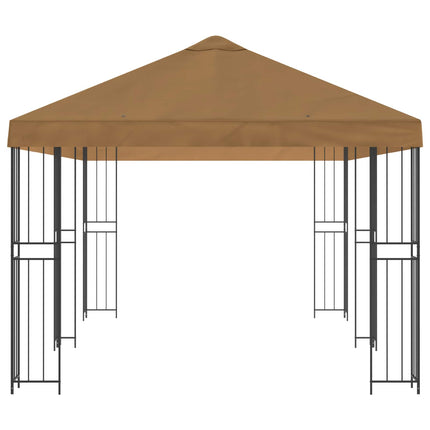 Pavillon med sidetapper 6 x 3 m Beige Polyester og Stål 190
