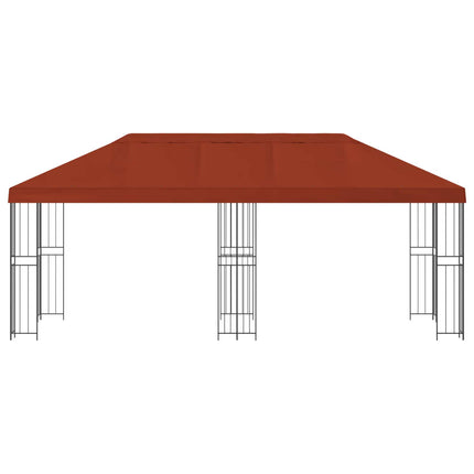 Pavillon med sidetapper 6 x 3 m Terrakotta Polyester og Stål
