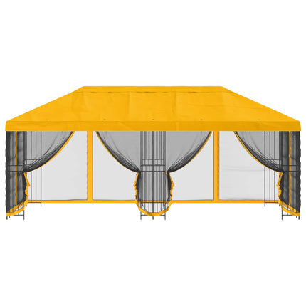 Pavillon med sidetapper 6 x 3 m Gul Polyester og Stål 190 gsm