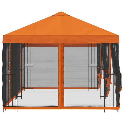 Pavillon med sidetapper 6 x 3 m Orange Polyester og Stål 190