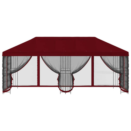 Pavillon med sidetapper 6 x 3 m Bordeaux Polyester og Stål 190