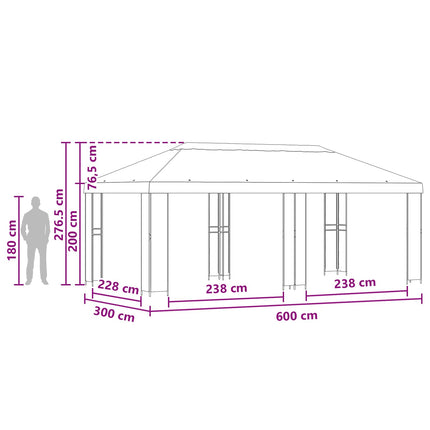 Have Gazebo 6 x 3 m Grøn Polyester og Stål 190