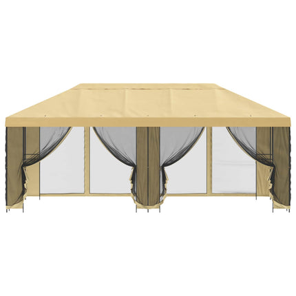 Pavillon med sidetapper 6 x 3 m Cremefarvet Polyester og Stål