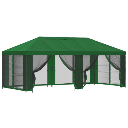 Pavillon med sidetapper 6 x 3 m Grøn Polyester og Stål 190