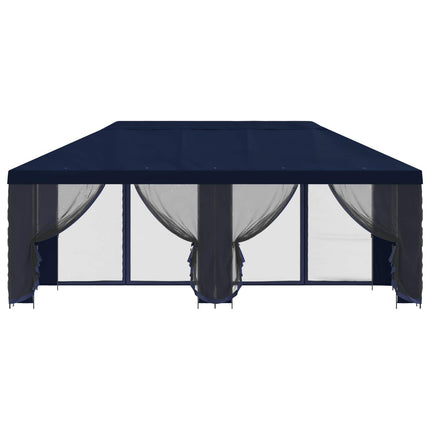 Pavillon med sidetapper 6 x 3 m Blå Polyester og Stål 190