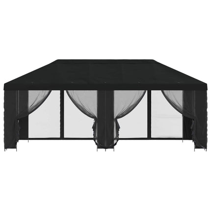 Pavillon med sidetapper 6 x 3 m Sort Polyester og Stål 190