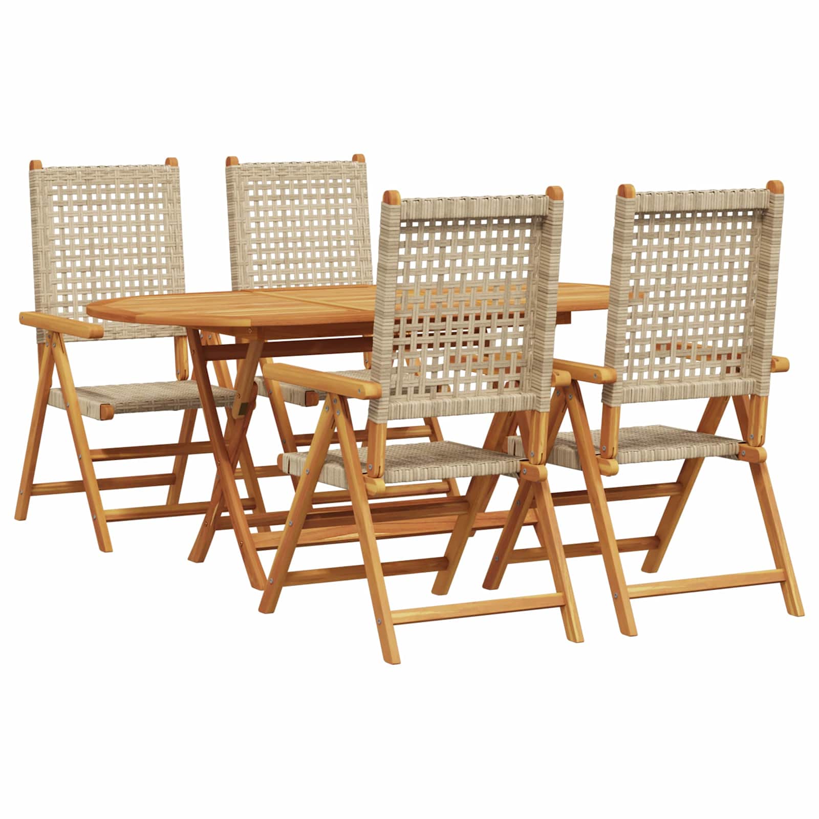 Have Spisebordssæt 5 pcs Beige Massivt Akacietræ