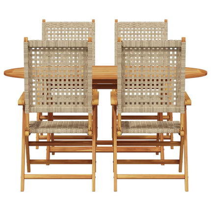 Have Spisebordssæt 5 stk. Beige Massivt Akacietræ