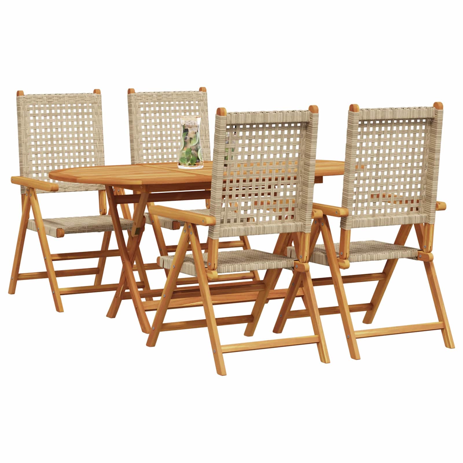 Have Spisebordssæt 5 pcs Beige Massivt Akacietræ