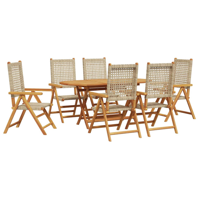 Have Spisebordssæt 7 pcs Beige Massivt Akacietræ