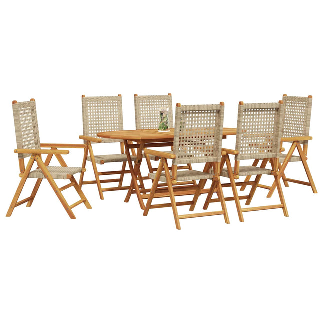 Have Spisebordssæt 7 pcs Beige Massivt Akacietræ