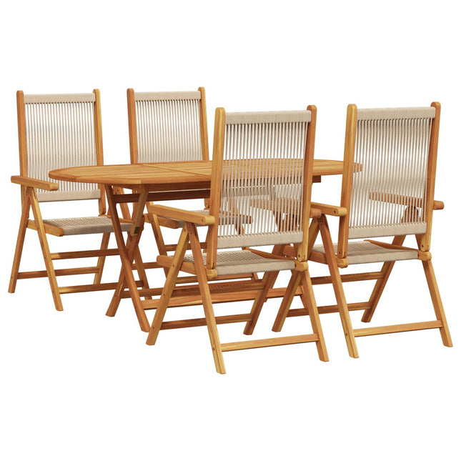 Have Spisebordssæt 5 pcs Beige Massivt Akacietræ