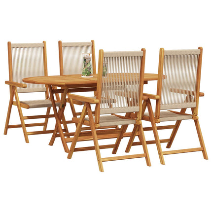 Have Spisebordssæt 5 pcs Beige Massivt Akacietræ