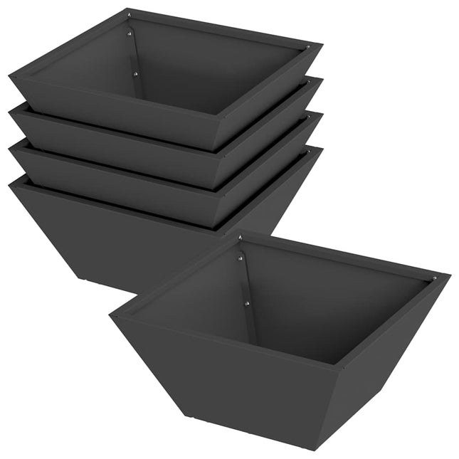 Have Blomsterkrukke 5 pcs Sort 35 x 35 x 15 cm Koldvalset stål