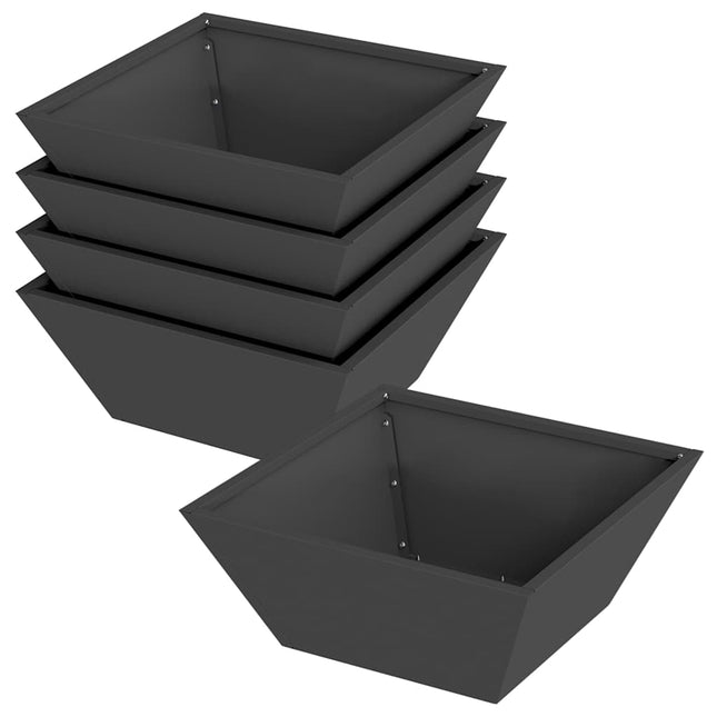 Have Blomsterkrukke 5 pcs Sort 40 x 40 x 15 cm Koldvalset stål