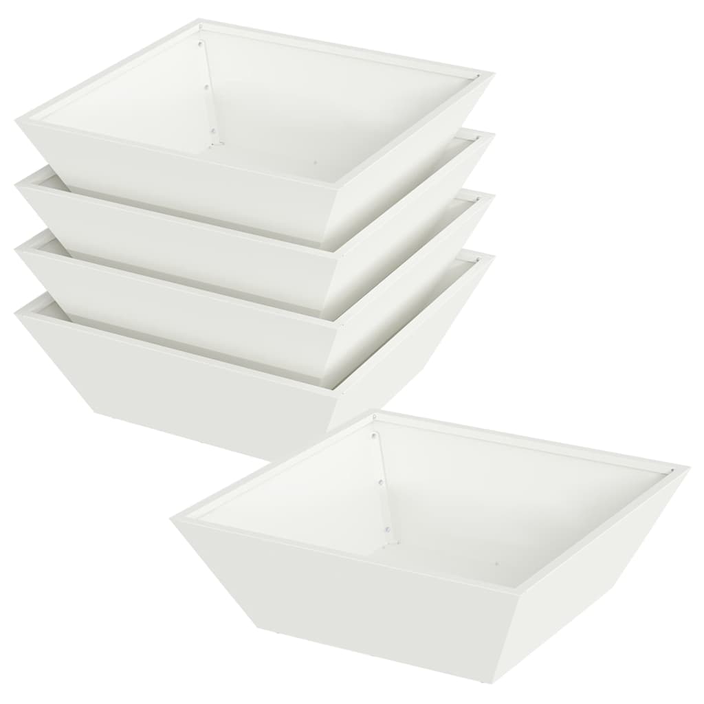 Have Blomsterkrukke 5 pcs Hvid 50 x 50 x 15 cm Koldvalset stål