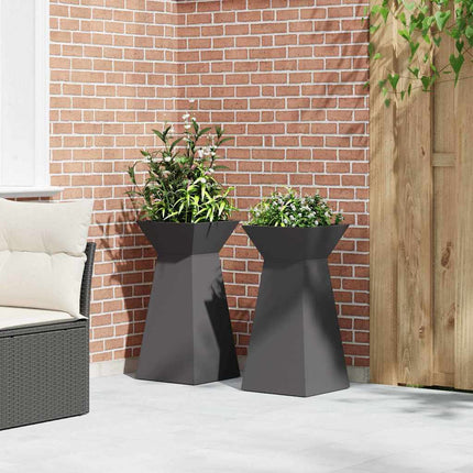 Søjle Plantekasse 2 pcs Sort 35 x 35 x 73 cm