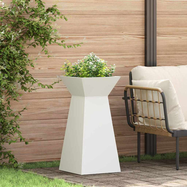 Søjle Plantekasse 2 stk. Hvid 35 x 35 x 73 cm Koldvalset stål